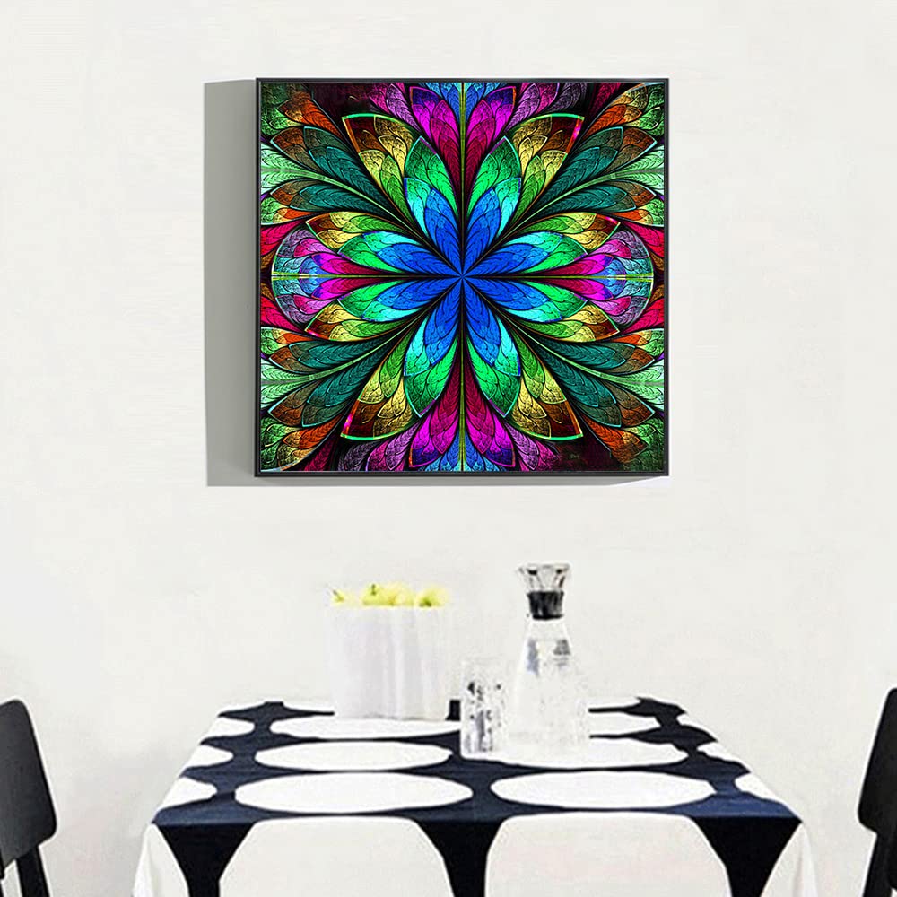 Peeua 5D Mandala Diamond Painting Kits for Adults, DIY Diamond Art Full Drill Cross Stitch Embroidery Crafts for Home Decor (14 x 14 in) (Green) (PTM) Peeua