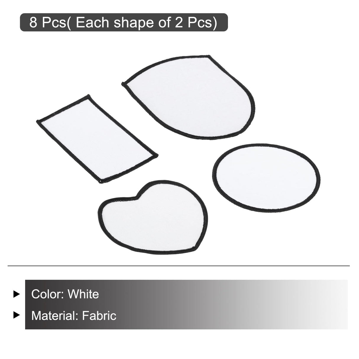 MECCANIXITY 8pcs Sublimation Patch Blank, Fabric Iron-on Blank Heat Transfer Repair Patch for DIY Crafts Caps Clothes Shoes Bags Uniforms, White MECCANIXITY