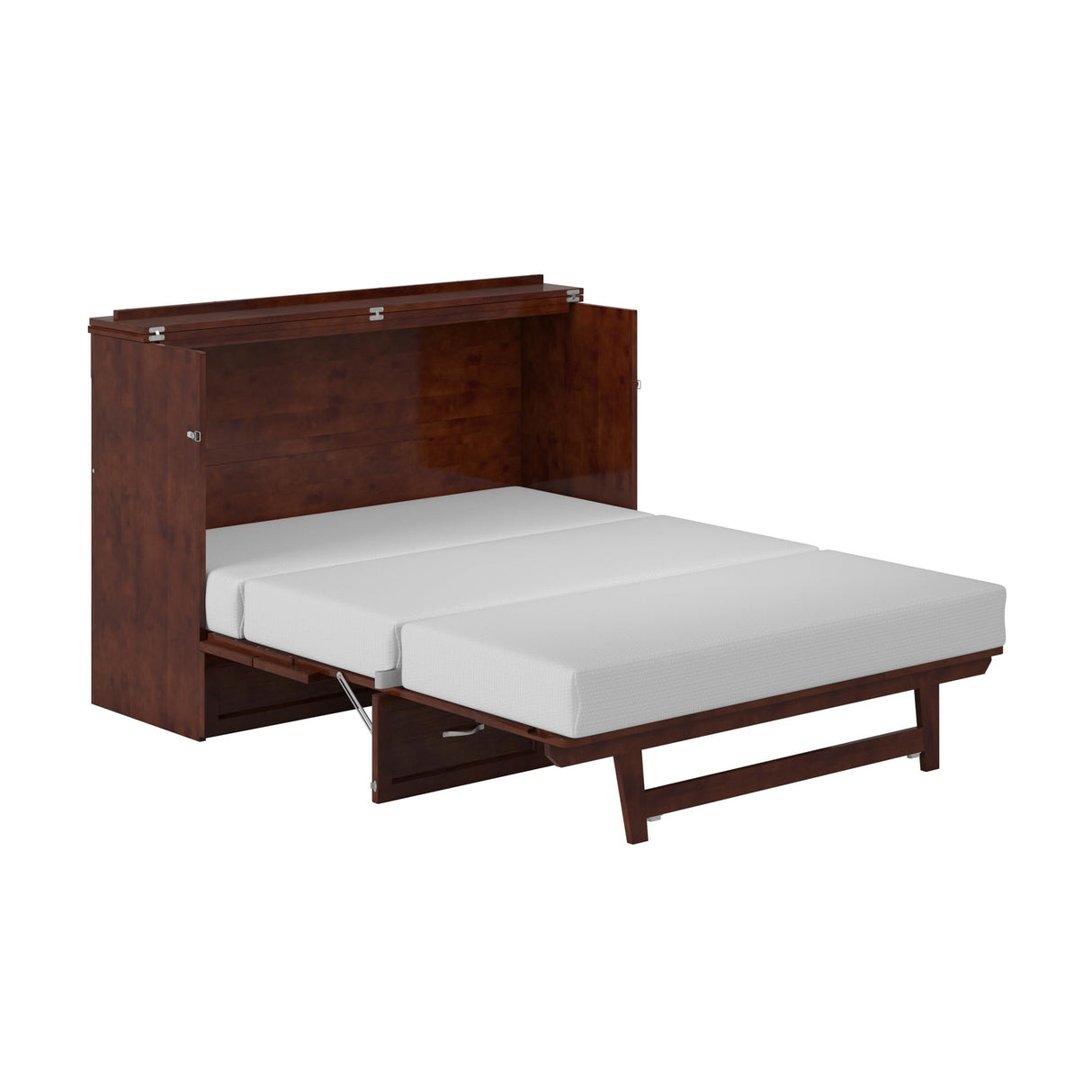 AFI, Northfield Murphy Bed Chest Queen with 6" Mattress, Storage Drawer & Built-in USB Charger, Walnut AFI