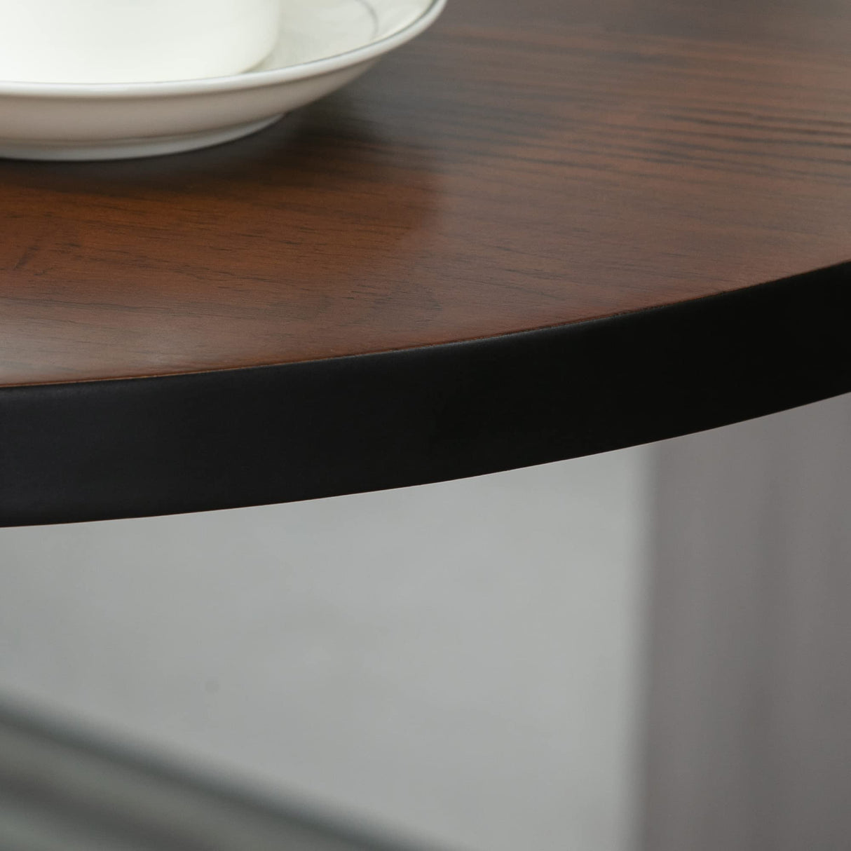 Rustic Industrial 42" Round Bar Table with Weathered Elm Wood Top and Sturdy Metal Base Aosom