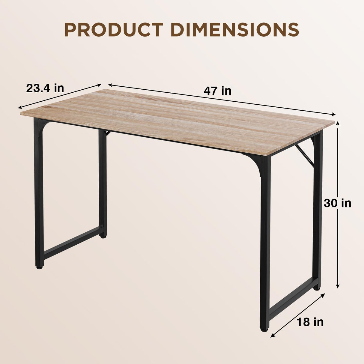 PayLessHere 32/39/47 inch Computer Desk Study Writing Table, Adjustable feet, Modern Furniture for Home Office (1, Nature, 47 inch) PayLessHere