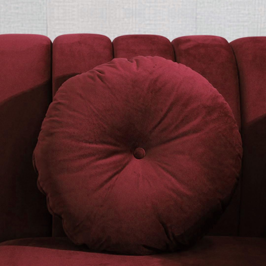 UOCFYK 60" Loveseat Sofa, Microfiber Chesterfield Upholstered Sofas Love Seat, Couch Chair Sets with Style Button Tufted, Scroll Arms and Nailhead for Living Room, Office, Apartment-Red UOCFYK