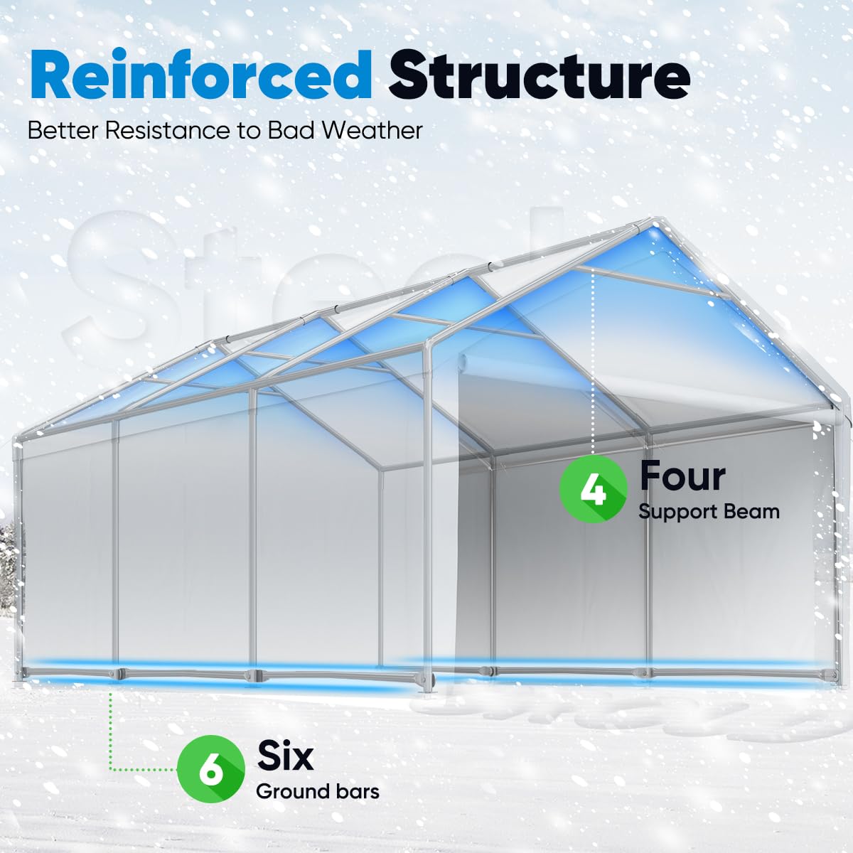 Quictent 13’x20’ Heavy Duty Carport Car Canopy Galvanized Car Boat Shelter with Removable Sidewalls, Reinforced Top Poles and Ground Bar-Grey Quictent