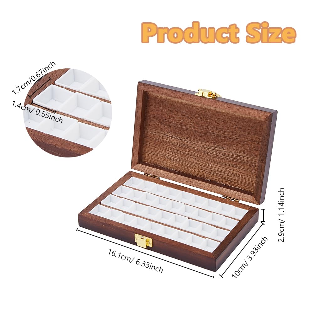DICOSMETIC 36 Grids Bamboo Watercolor Paint Palette Box Wood Color Artist Paint Tray Empty Watercolor Case Wooden Travel Box for Painters Painting DICOSMETIC