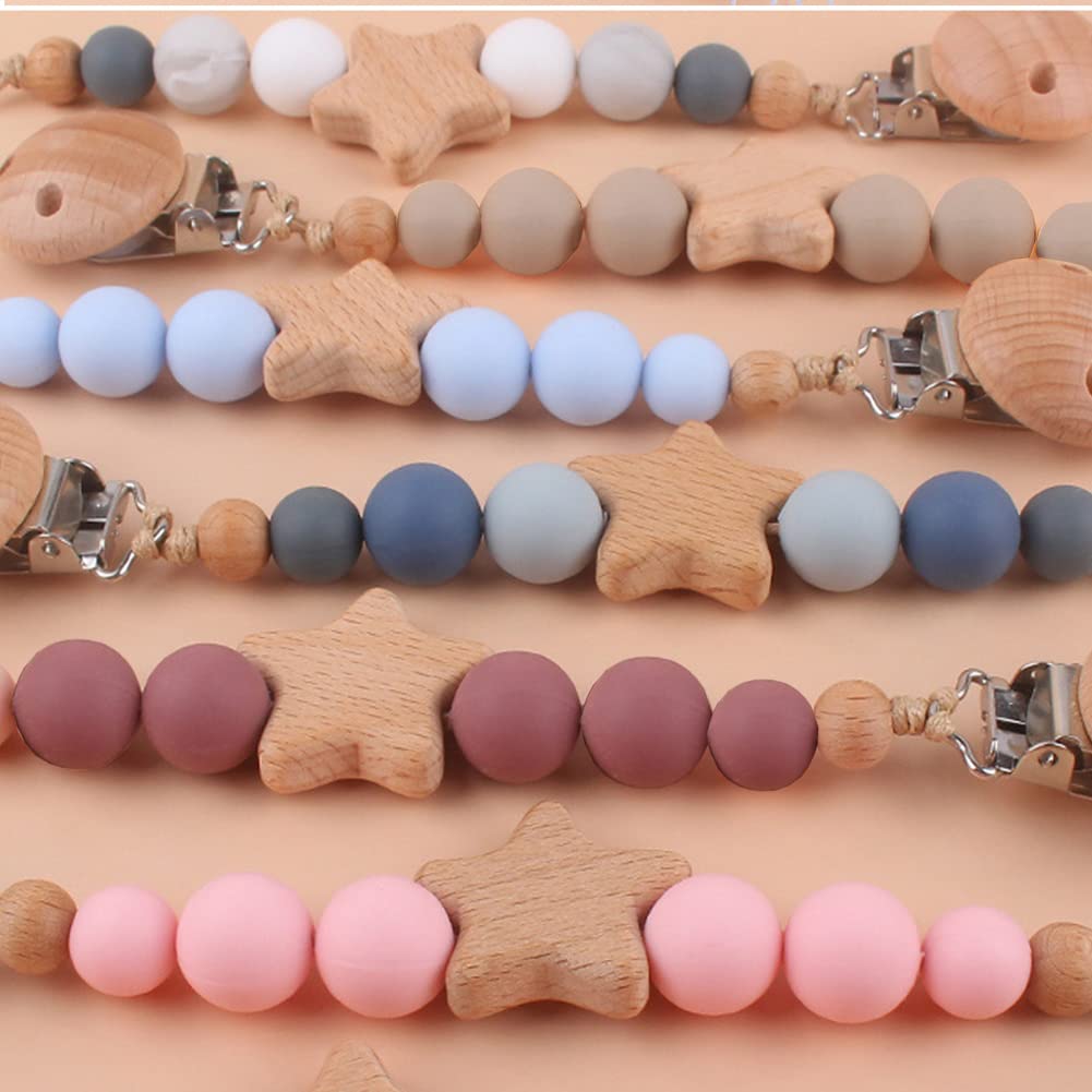 Personalized Pacifier Clip with Name,Custom Stroller Clip Silicone Pacifier Clip Gift for Boys Girls(Star) auysolty