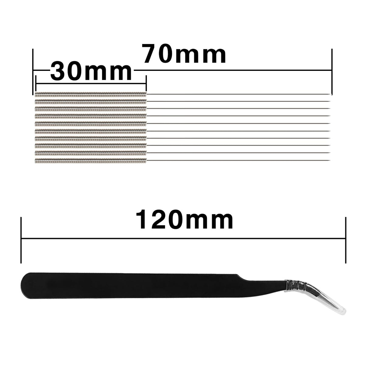 Aokin 12 Pcs 3D Printer Nozzle Cleaning Kit - 10 Pcs 0.4mm Needles Cleaner and 1 Pcs Tweezers Cleaner, Stainless Steel Nozzle Cleaning Tool Kit Aokin