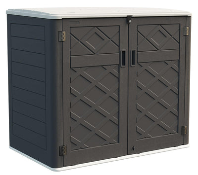 KINYING Larger Outdoor Storage Shed Weather Resistance, Resin Sheds & Outdoor Storage for Garden, Patios, Backyards, 48 Cu.Ft Tool Shed for Garbage Cans, Lawn Mower, Garden Tools,Black