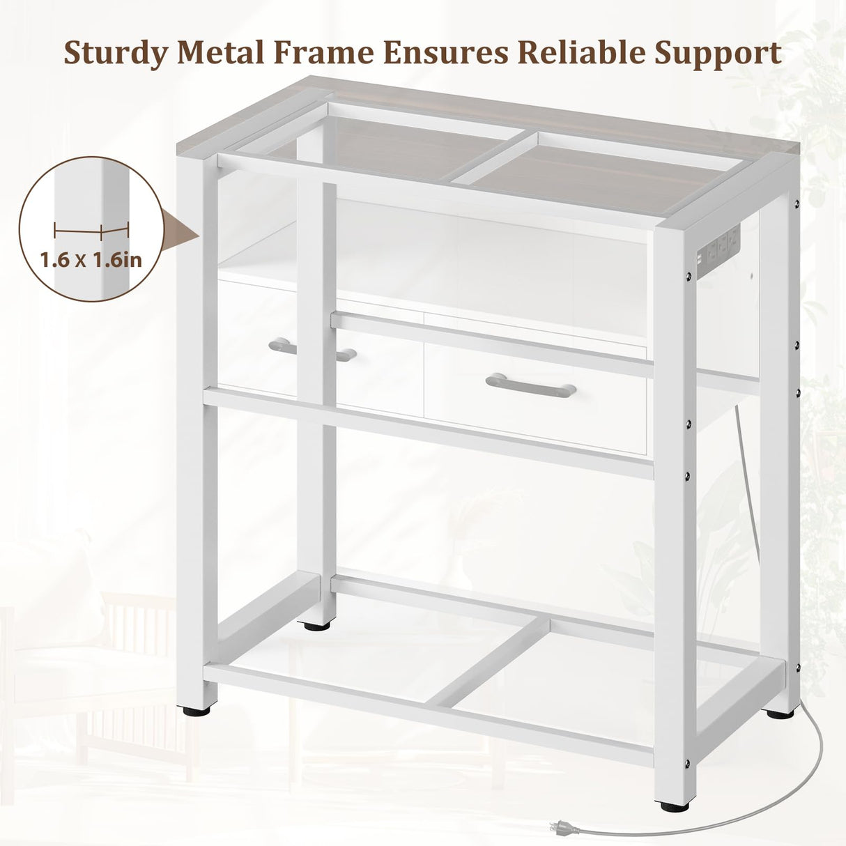 EOSVALO 20-29 Gallon Aquarium Stand with Stable Metal Frame & Power Outlet, Heavy-Duty Fish Tank Stand with Waterproof Mat, 550LBS Capacity Storage Cabinet, White+Brown EOSVALO