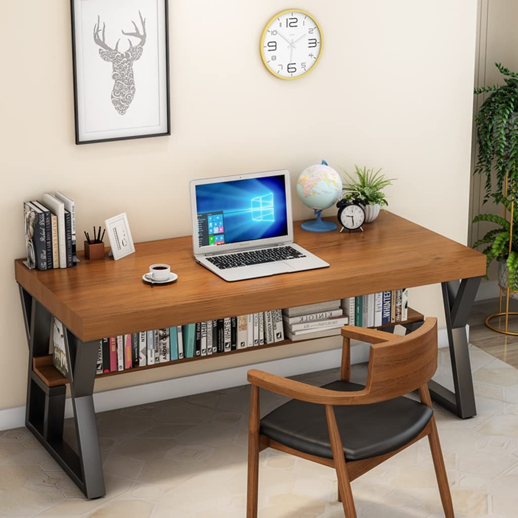 ZYYWX Simple Solid Wood Desk, Personal Workbench with Storage Rack, Wear-Resistant and Anti-scalding, Easy to Install (Size : 240x100x75cm) ZYYWX