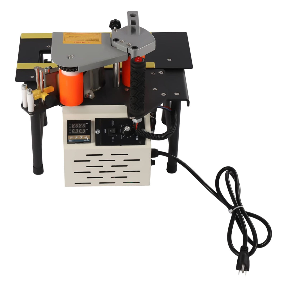 Edge Banding Machine,110v Double Glue Edge Bander Feeding Portable Woodworking Edge Banding Tool Woodworking Gluing Machine Adjustable Speed 0-6m/Min for Wood and Plastic FALUSHAN