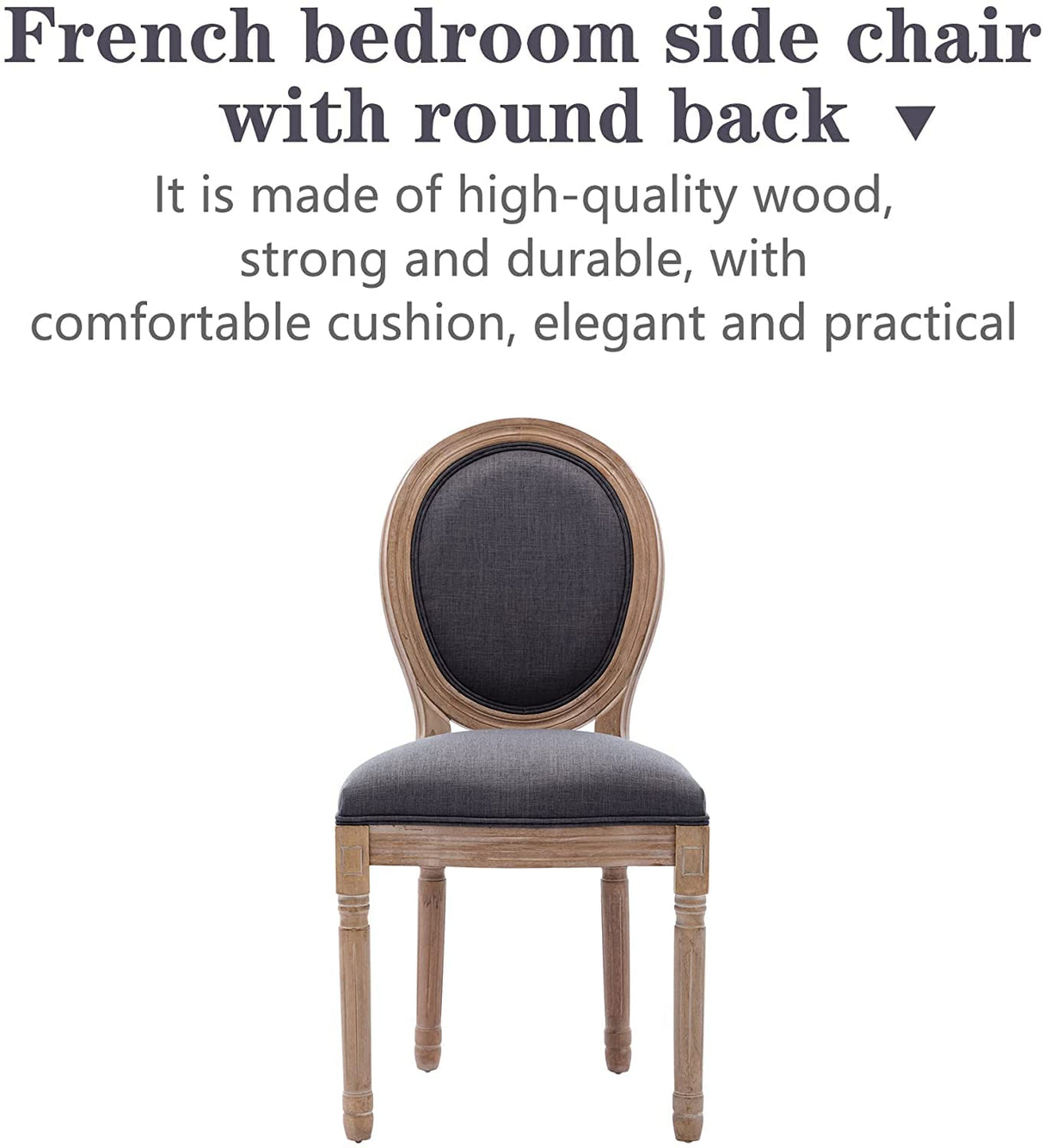 Nrizc French Country Dining Chairs Set of 6, Farmhouse Dining Chairs, Wood Round Back Dining Room Chair for Dining Room/Living Room/Bedroom Nrizc