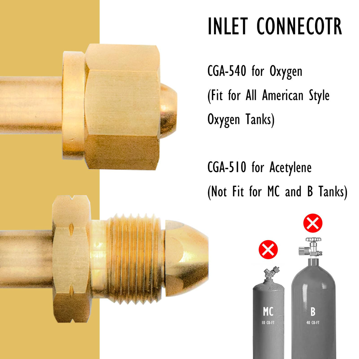 JZWELD Oxygen Acetylene Regulators, CGA540 and CGA510 Inlet Connection Welding Gas Gauges, Oxygen Acetylene Regulator Set for Welding Gas Cutting Torch, PC Handle JZWELD