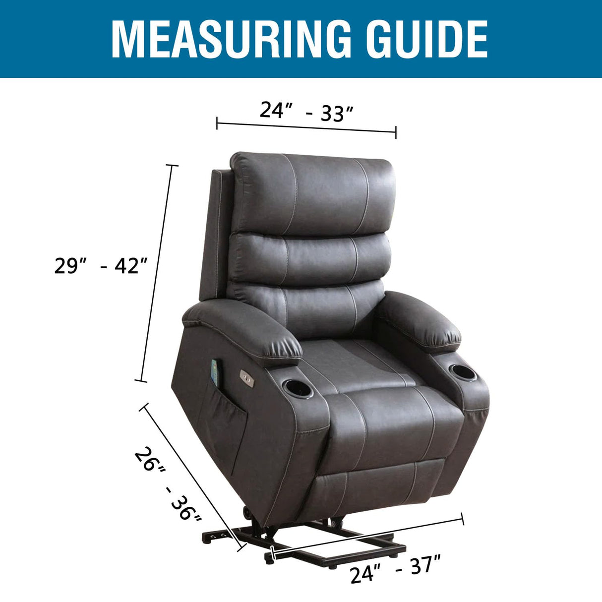 H.VERSAILTEX Stretch Couch Cover Recliner Cover Electric Power Lift Recliner Chair Cover Fitted Standard Large Power Lift Recliner with Side Pocket, Soft Thick Jacquard(Single Seat, Burgundy) H.VERSAILTEX