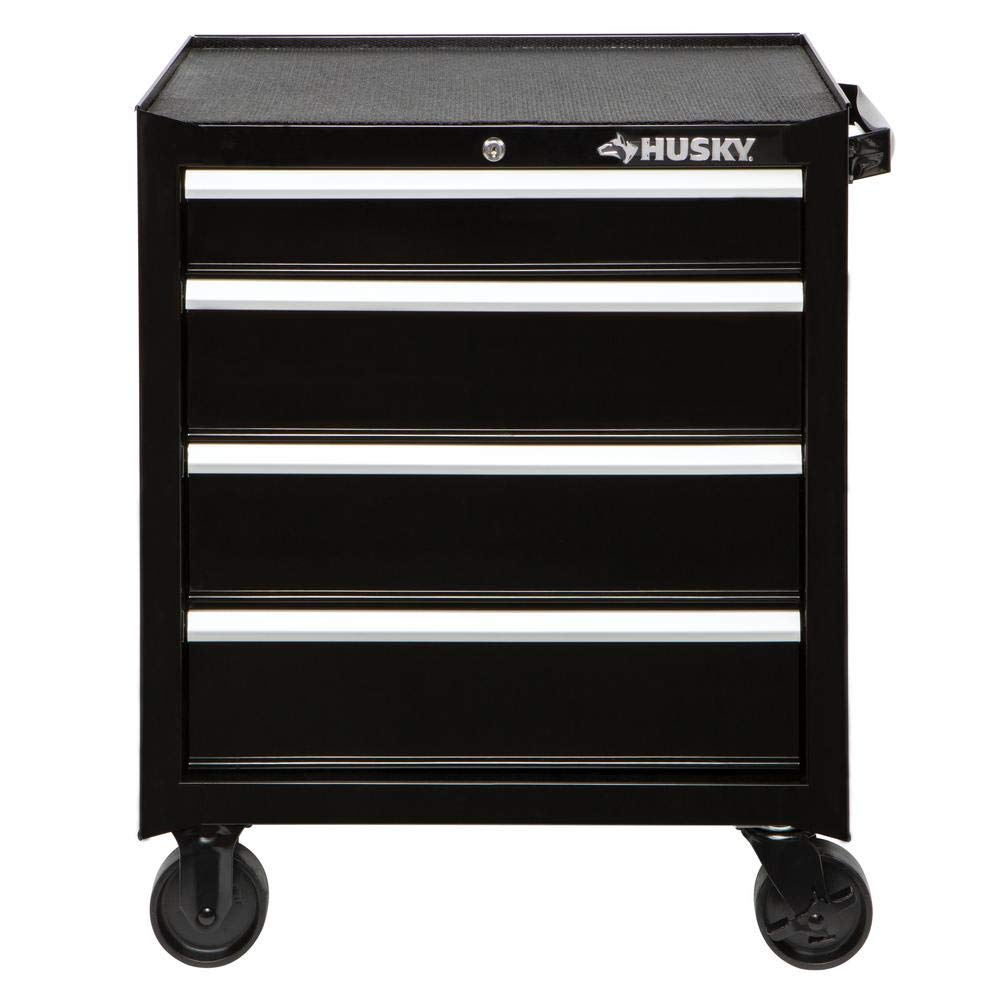 Husky 26 in. W 4-Drawer Rolling Cabinet Tool Box Chest in Gloss Black cakuuma