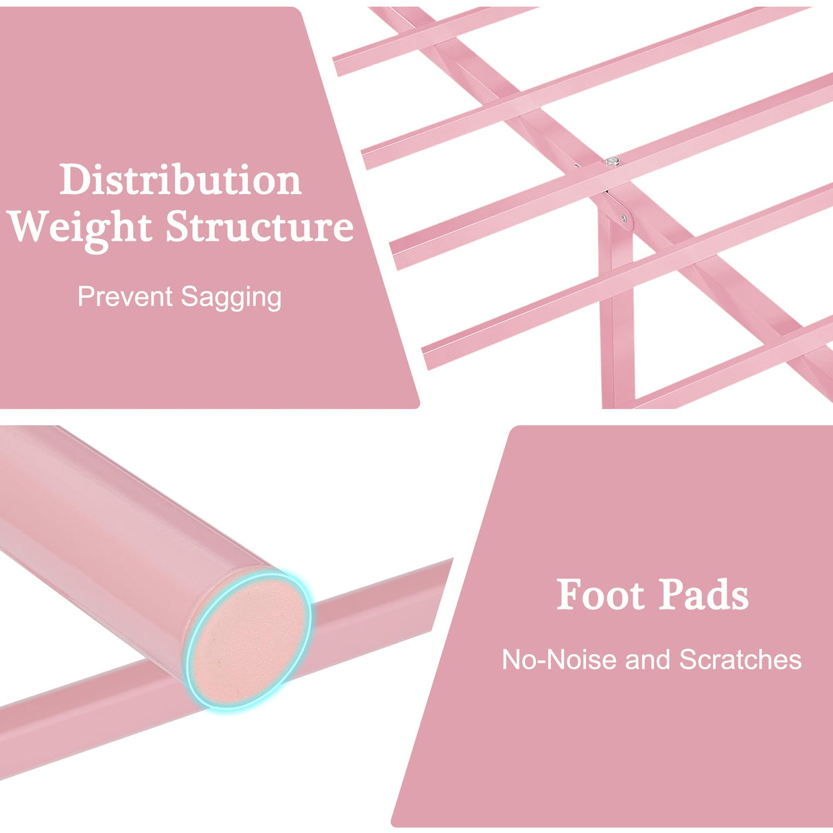 VECELO Twin Size Metal Platform Bed Frame with Headboard and Footboard, Heavy Duty Slat Support/No Box Spring Needed Mattress Foundation/Underbed Storage Space, Victorian Style VECELO