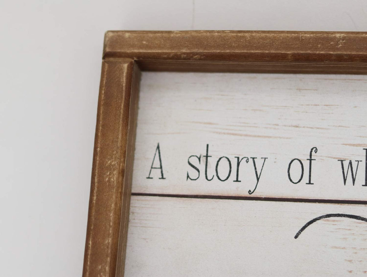 PARISLOFT A Story of Who We are Home Wood Framed Wall Decor Sign,Farmhouse Plaque,23.6 x 1.2 x 6 Inches PARISLOFT