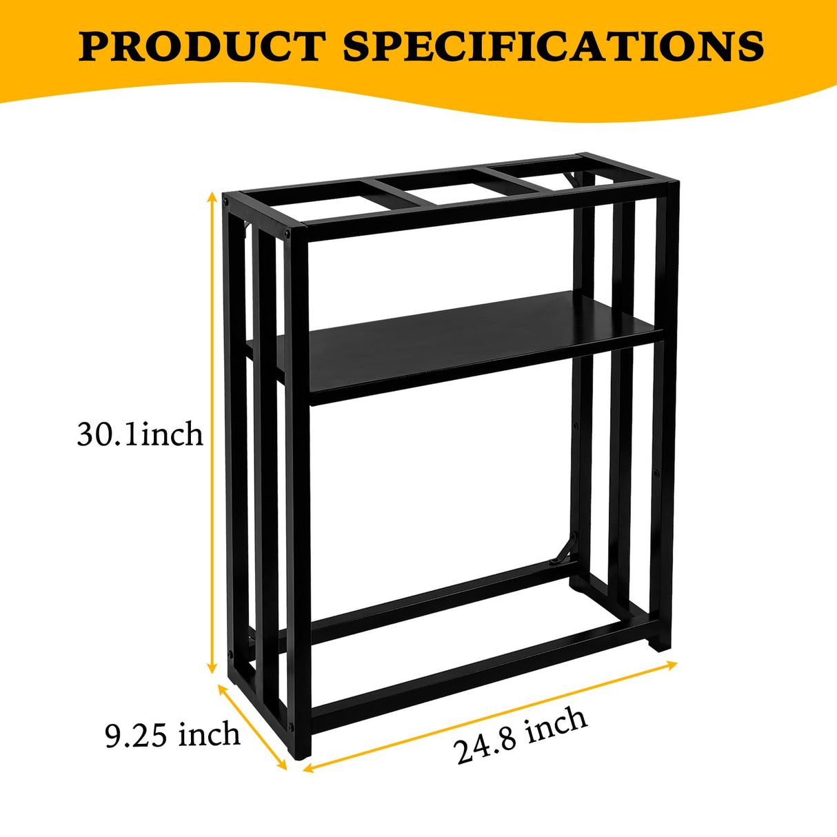 Umisu Fish Tank Stand Metal Aquarium Stand 10-15 Gallon 24.8" x 9.25" x 30.1" Aquarium Turtle Tank Stand,Double-Layer Detachable Design Black Umisu
