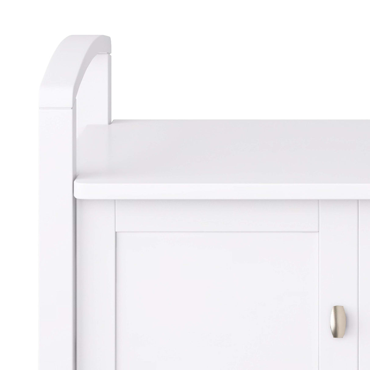 SIMPLIHOME Warm Shaker SOLID WOOD 44 Inch Wide Transitional Entryway Storage Bench in White, For the Living Room, Entryway and Family Room SIMPLIHOME