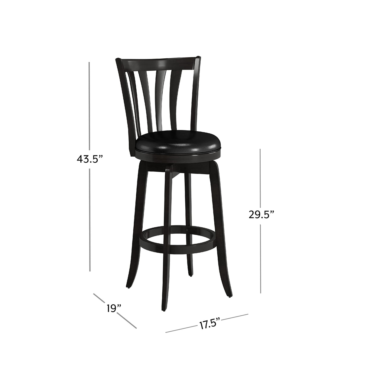 Hillsdale Savana Wood Bar Height Kitchen Stool, 29.5" High, Black Hillsdale
