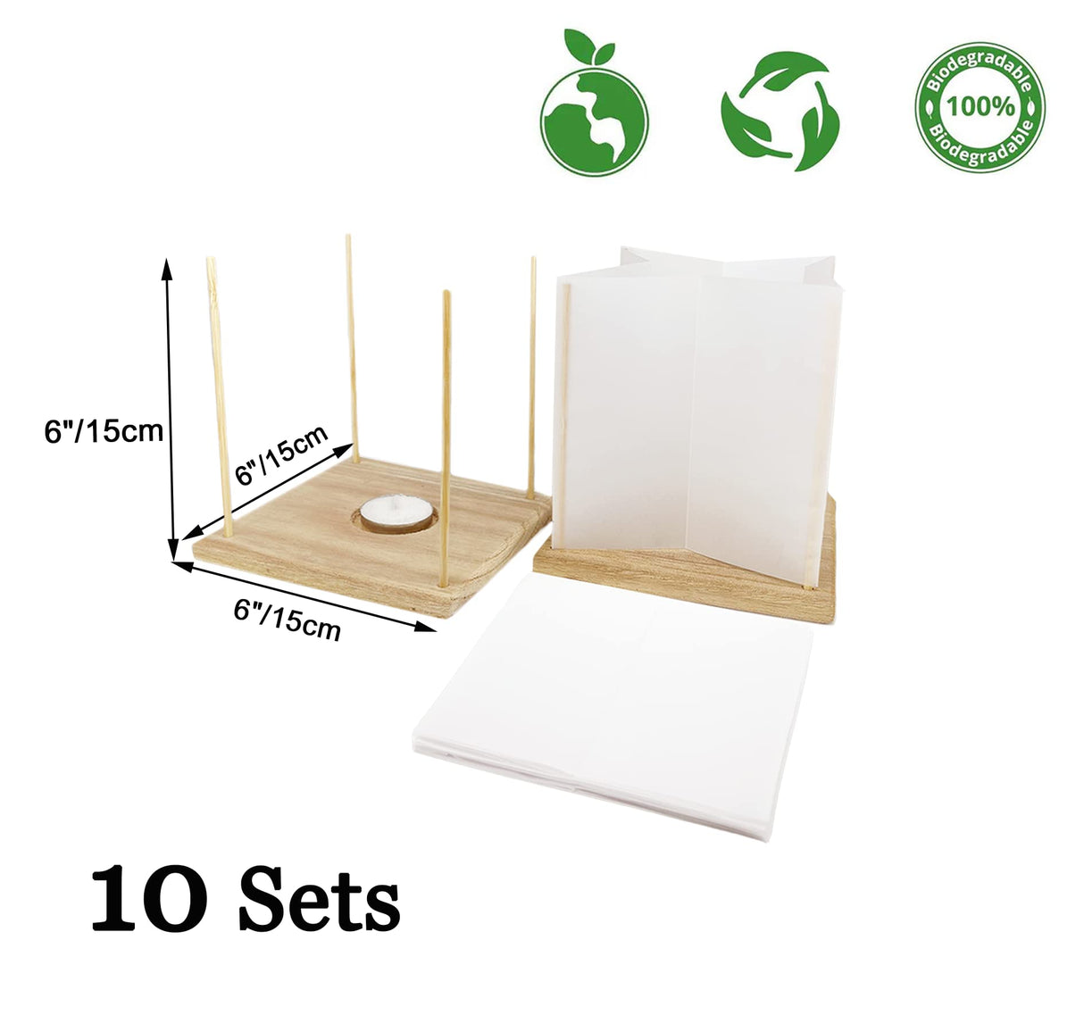 FuHigh 10Pack 6”Paper Floating Candle Lantern,Wooden Water Lanterns with Candles,Outdoor Patio Decor for Pool Parties,Wedding,Memorials,Garden (10Lanterns with Candles) FuHigh