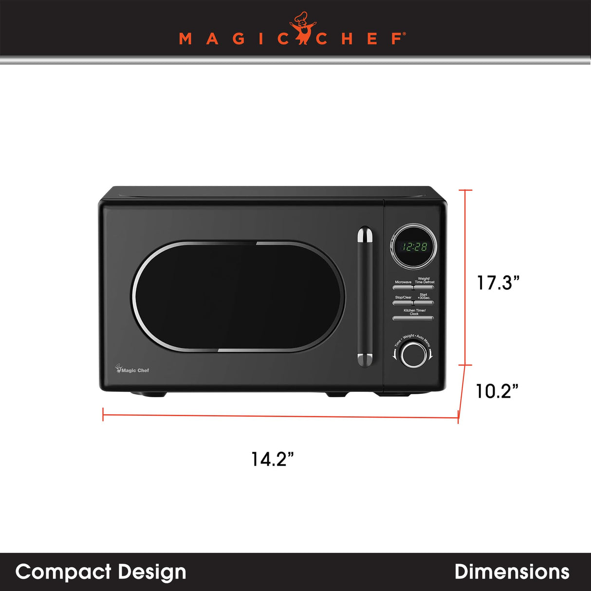Magic Chef Countertop Microwave, Classic Retro Touch Appliance, 0.7 Cubic Feet, Black Magic Chef