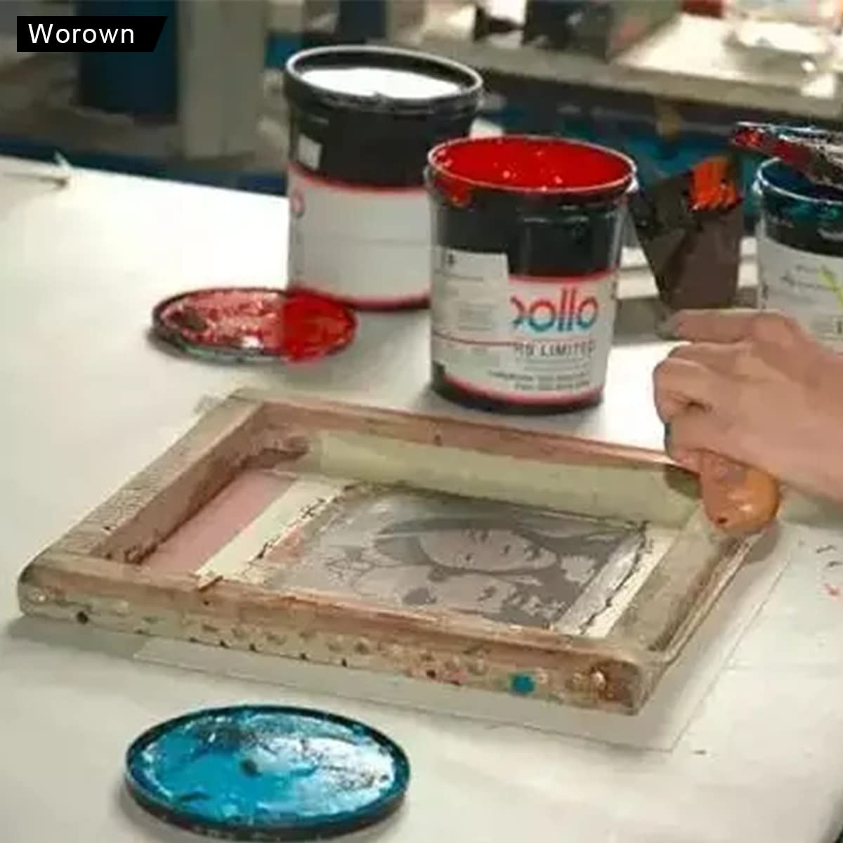 Worown 10 X 14 Inch Wood Silk Screen Printing Frame with 110 White Mesh and 1 Piece 4 x 10 Inches Screen Printing Squeegee for Screen Printing Worown