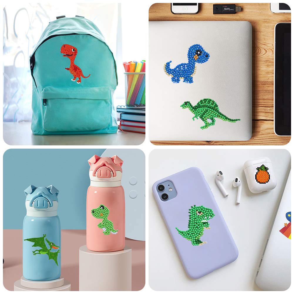 Labeol Diamond Art Kits for Kids Boys and Girls Ages 6-8-10-12 Easy to DIY Creative Diamond Art Sticker Craft by Numbers Kits for Kids and Adult Beginners (Dinosaur) Labeol