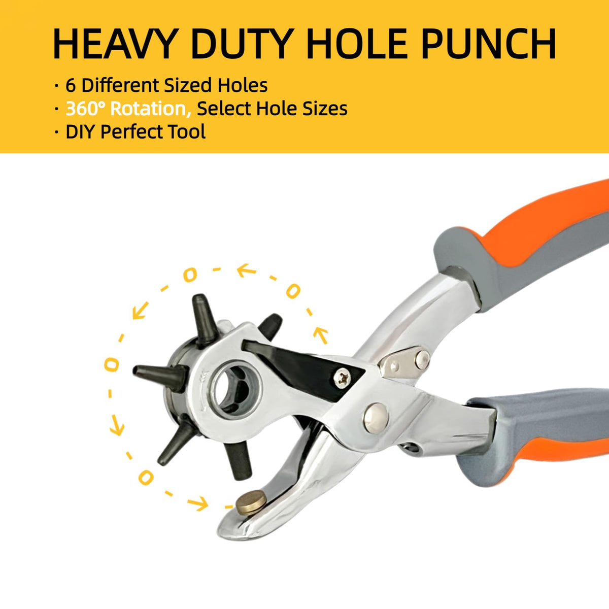 Leather Hole Punch, BILLION GOLD Heavy-Duty Belt Hole Puncher, Multi Sizes Hole Punch Tool for Leather, Belt, Watch Straps, Saddle, Cards BILLION GOLD