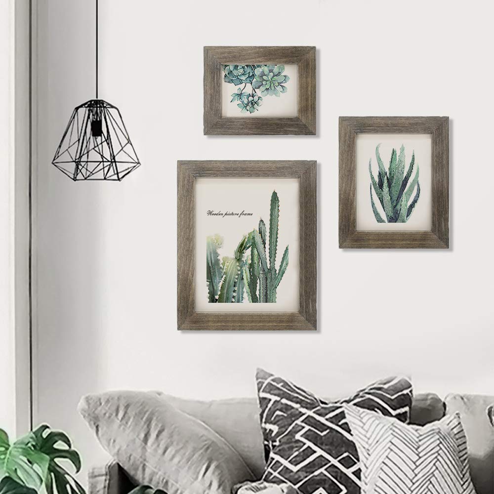 IKEREE 8x10 Rustic Farmhouse Distressed Picture Frame, Weathered Grey, Built-in Easel for Tabletop or Wall Mounting Display… IKEREE