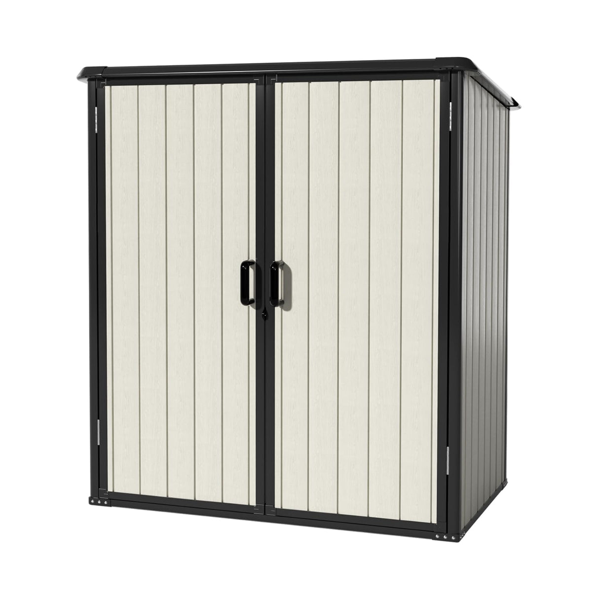 Aoxun Outdoor Storage Shed 5 x 3FT, Resin Shed with Floor and Lockable Door, Plastic Shed for Bike, Garbage Can, Tool, Accessories, Lawn, Garden - Beige Aoxun