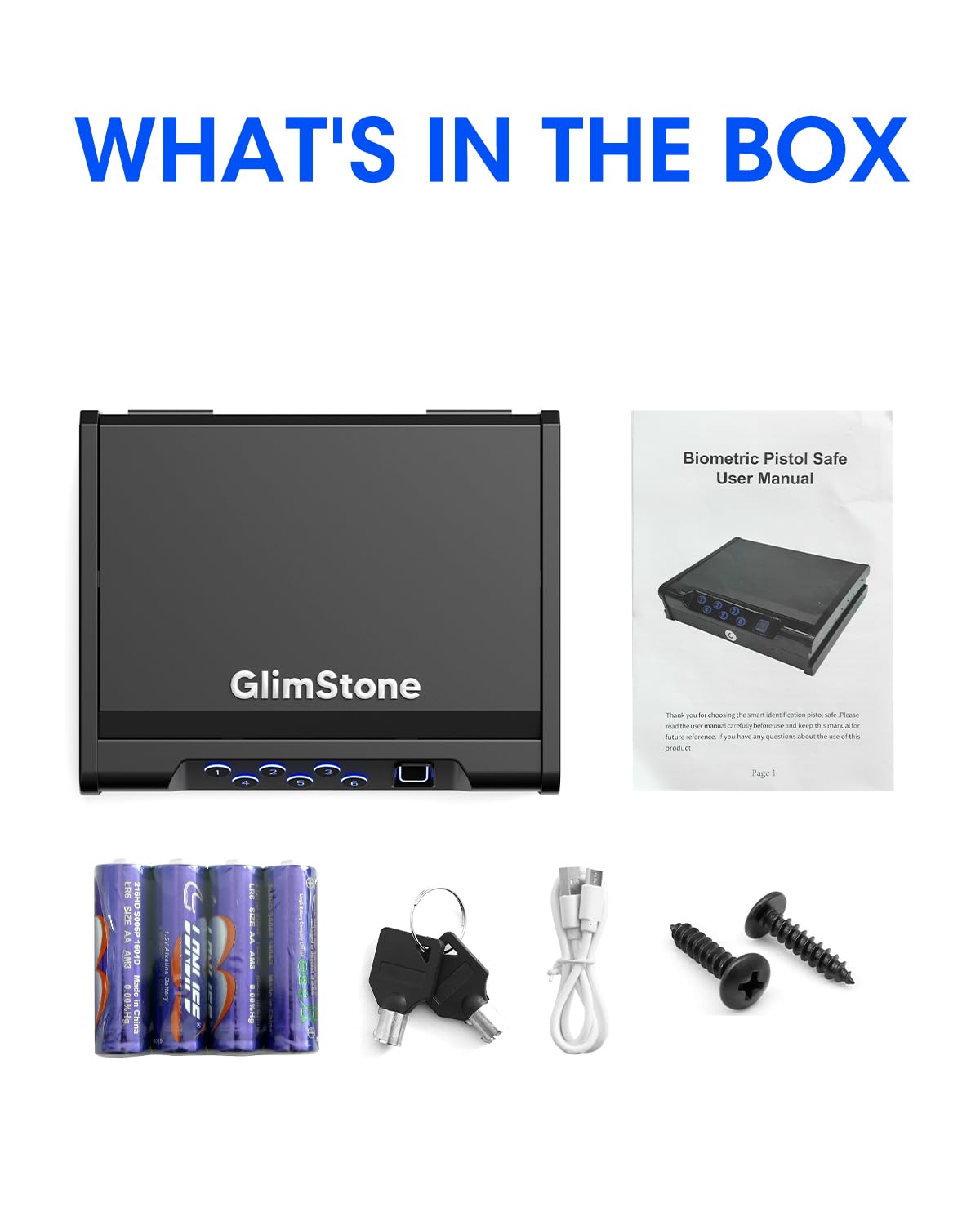 Glimstone Gun Safe, Biometric Gun Safe for Pistols, Easy Edition, 3 Ways Quick Access With Fingerprint/Digital Keypad/Key, Smart Handgun Safe for Home Bedside Nightstand Car Glimstone