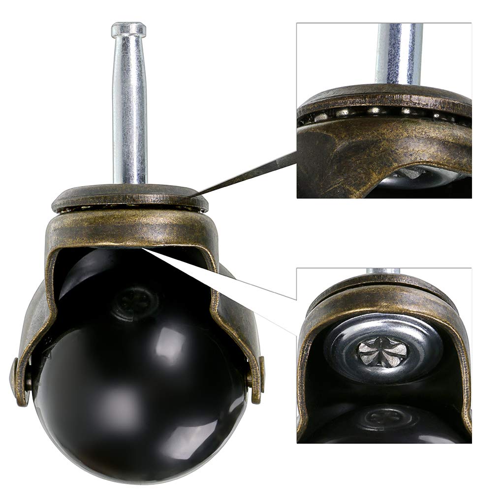 Skelang 2 Inch Ball Caster Stem Caster Wheel with Sockets, Vintage Antique Swivel Caster for Furniture, Sofa, Wood Chair, Cabinet,Pack of 4 Skelang
