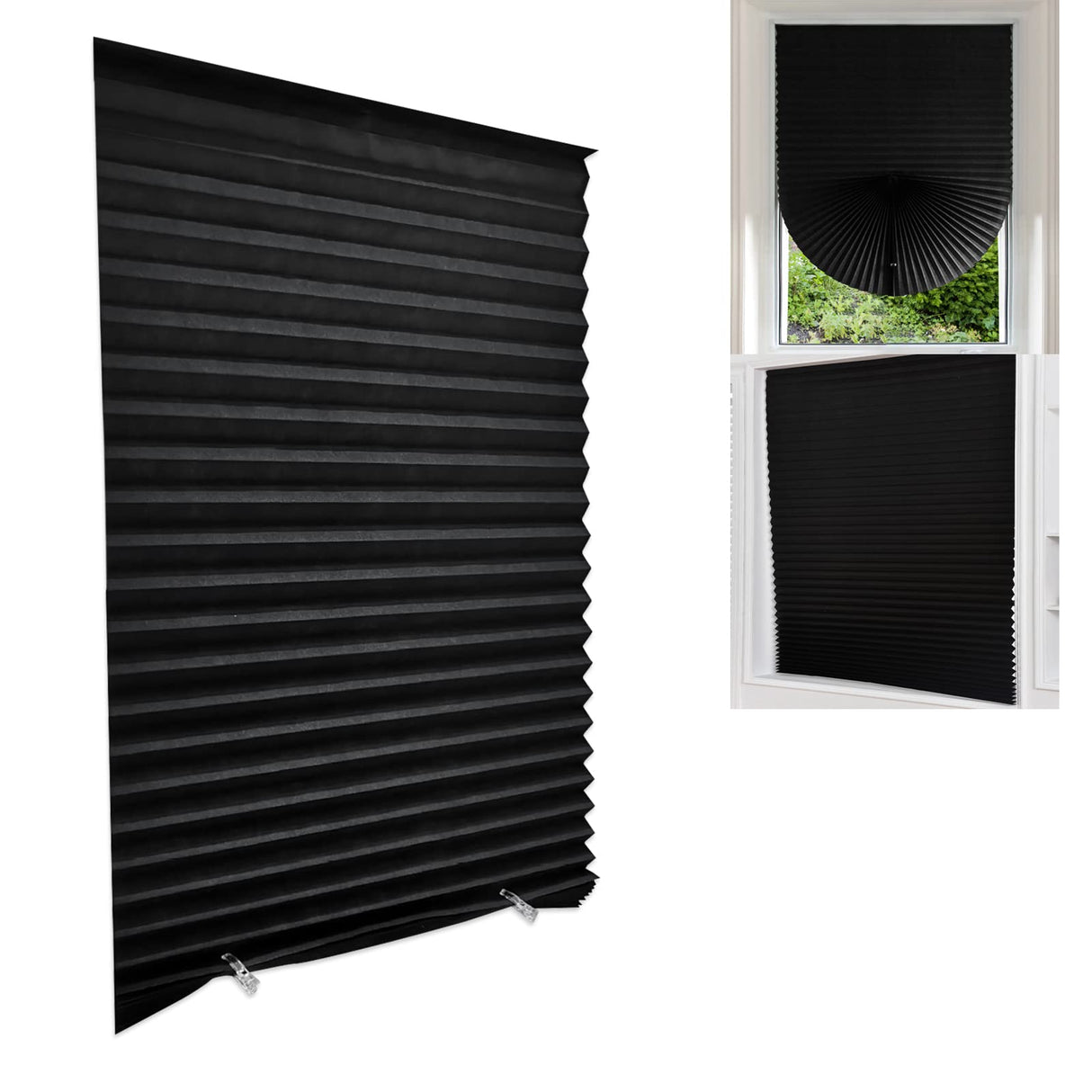 Blackout Blinds for Windows Cordless Blinds Temporary Shades Blinds No Drill Mini Blinds Black Out Blinds for Window of Bedroom,Bathroom,Kitchen Office (Black-high Shading, 23.6 * 59"(60 * 150cm)) Jlong