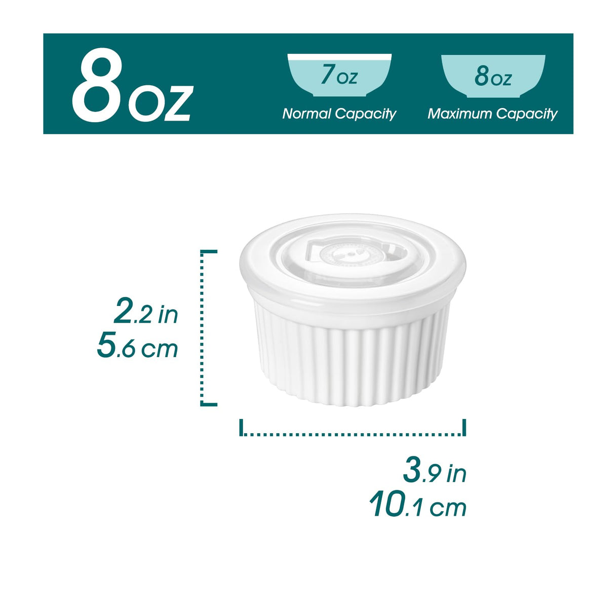 vancasso 8 oz Ramekins with Lid, Porcelain Creme Brulee Souffle Dishes, White Pudding Custard Cups Ramiken for Baking, Dishwasher and Oven Safe, Set of 6 vancasso