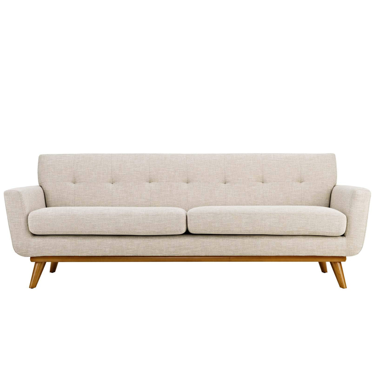 Modway Engage Mid-Century Modern Upholstered Fabric Sofa in Beige Modway