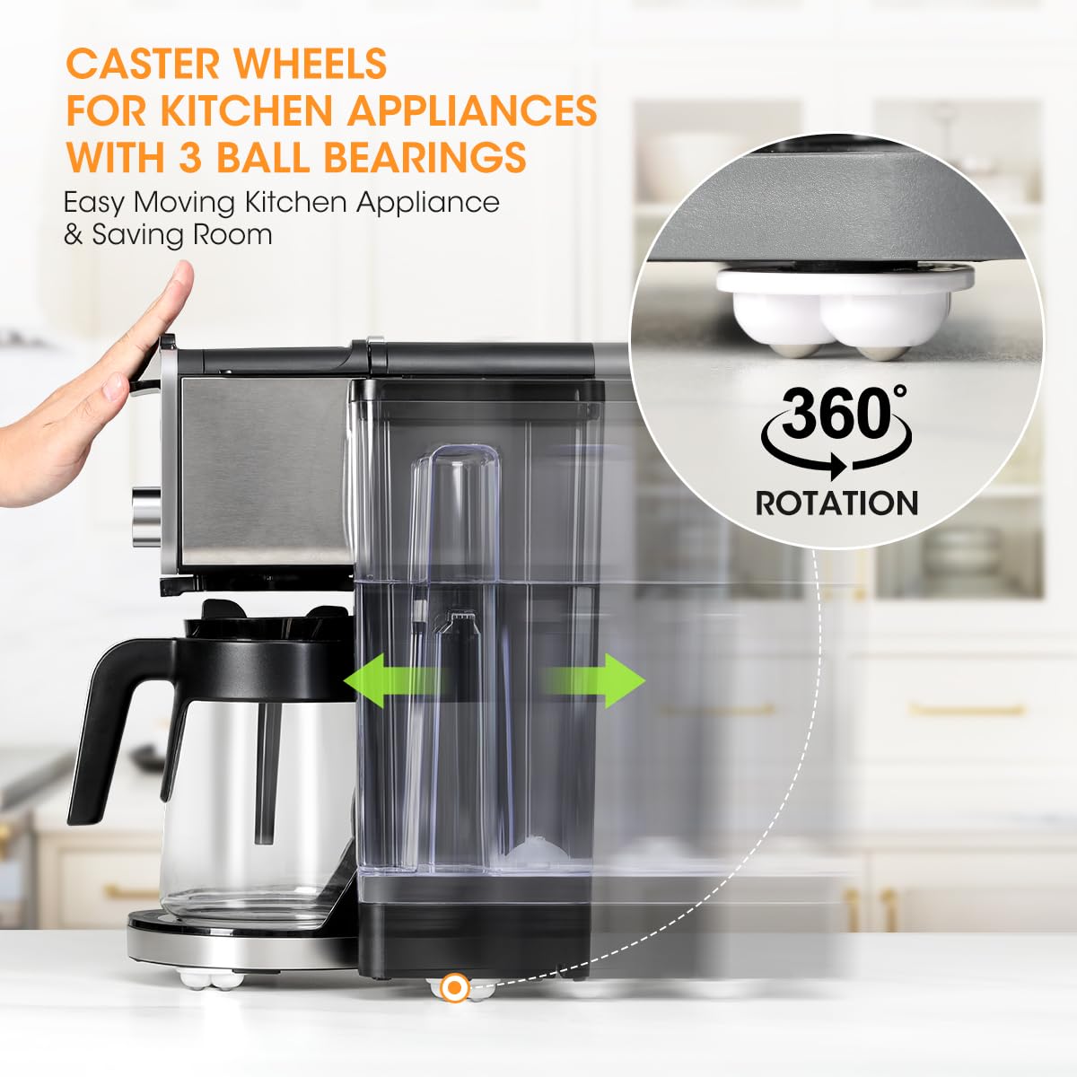 Aieve Appliance Sliders for Kitchen Appliances, 8 Pack Self Adhesive Mini Universal Caster Wheels, Countertop Small Appliance Rollers Suitable for Coffee Maker, Air Fryer, Small Furniture, Storage Box AIEVE