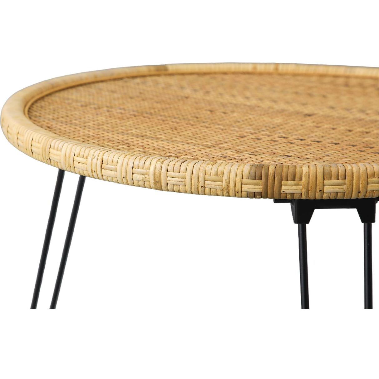 XQXJJZSP Boho Living Room Round Coffee Table 24 X 18 Inch, Handmade Decorative Coastal Wicker Side Tables, Foldable Rattan End Tables Bedroom Balcony Couch