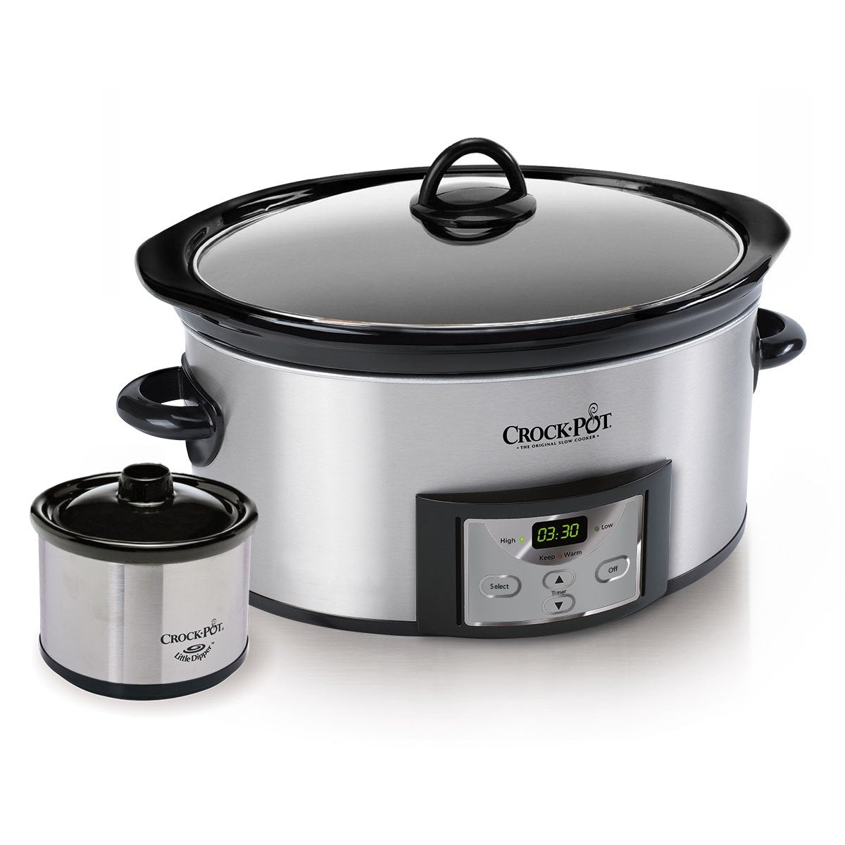 Crock-Pot 6-Quart Countdown Programmable Oval Slow Cooker with Dipper, Stainless Steel, SCCPVC605-S Crock-Pot