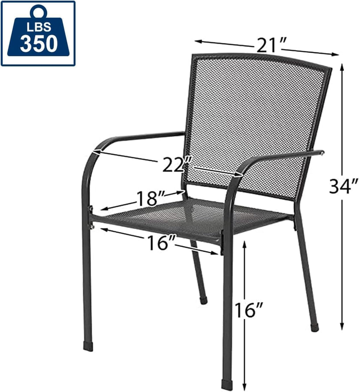 AECOJOY Outdoor Patio Chairs Set of 4, Metal Stackable Lawn Chairs with Armrests & Breathable Metal Mesh, 4 Pack Bistro Chairs for Outdoor Dining Set AECOJOY
