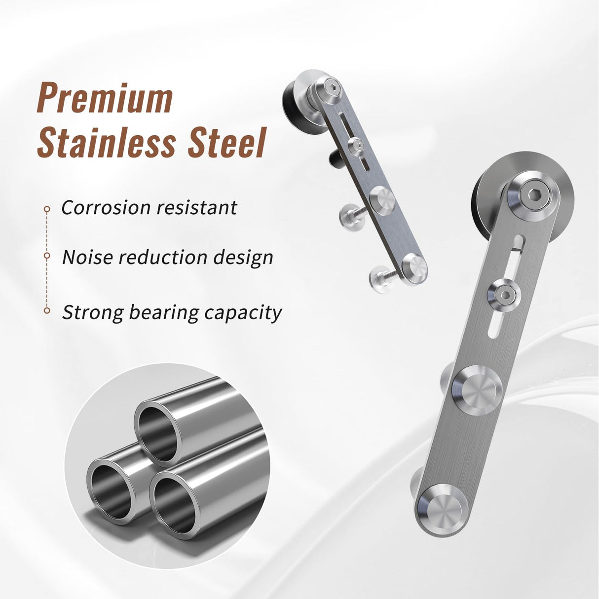 TOIMIOTOIM 6.6FT Stainless Steel Sliding Barn Door Hardware Kit, Slide Smoothly Quietly,Easy Install,Heavy Duty Sturdy Barn Door Track for 40" Single Wood Door TOIMIOTOIM
