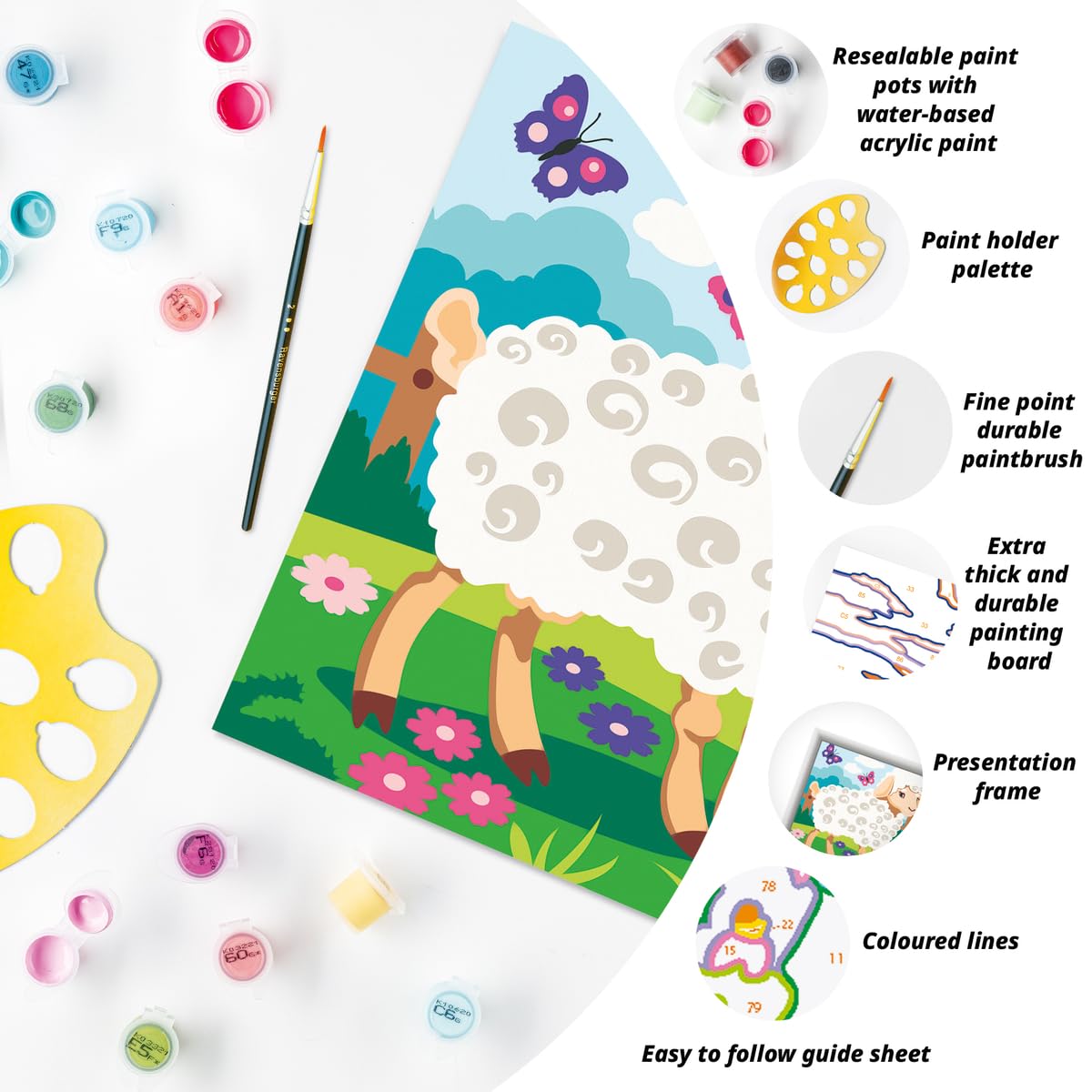 Ravensburger CreArt Sheep and Lamb Paint by Numbers Kit for Kids - 23723 - Painting Arts and Crafts for Ages 9 and Up Ravensburger