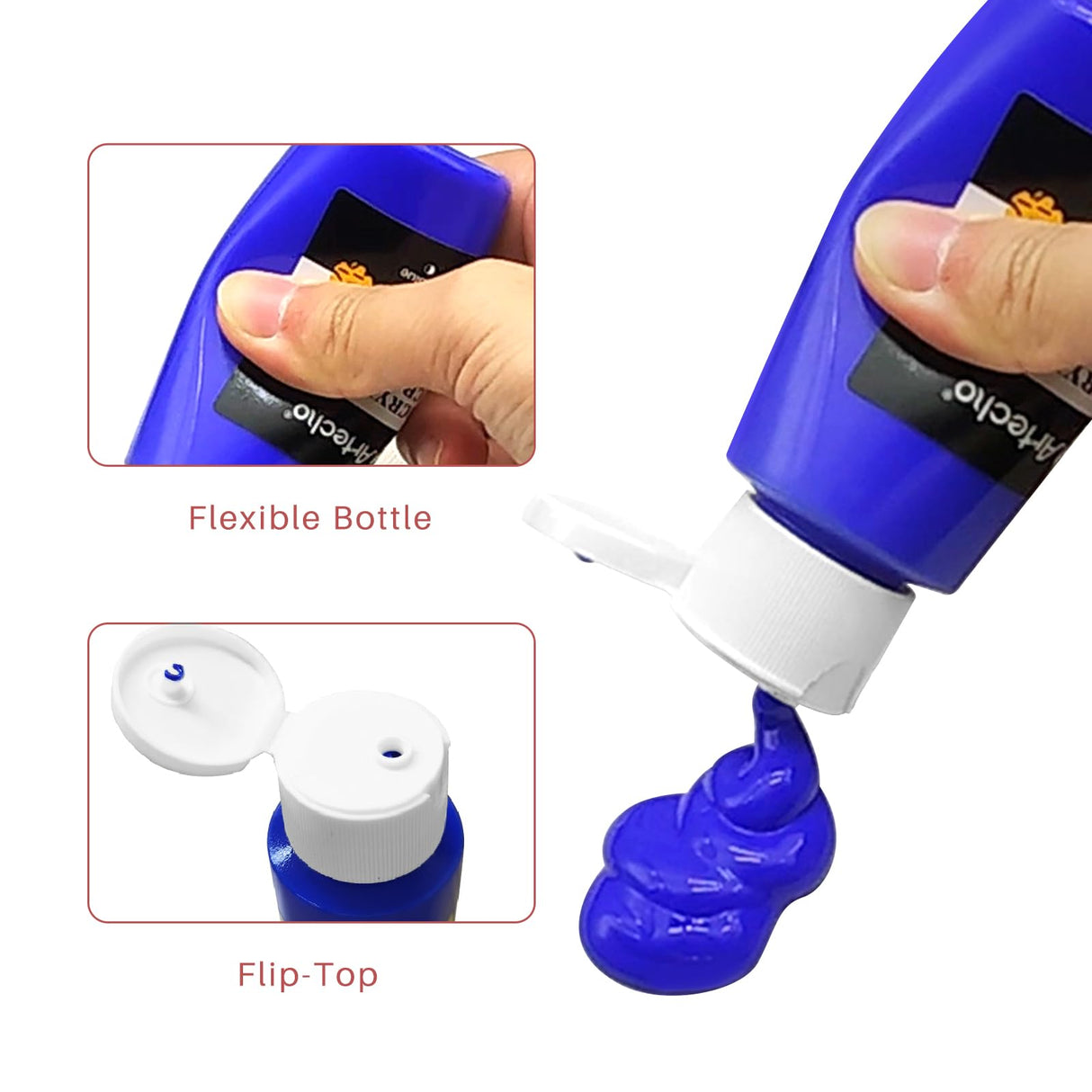 Artecho Acrylic Paint Set 48 Colors 2oz/59ml with 12 Brushes, Art Craft Paints Kit, Paint for Canvas, Rocks, Wood, Fabric, Ceramic and Art Supplies, Non Toxic Paint for Artists and Beginners Artecho