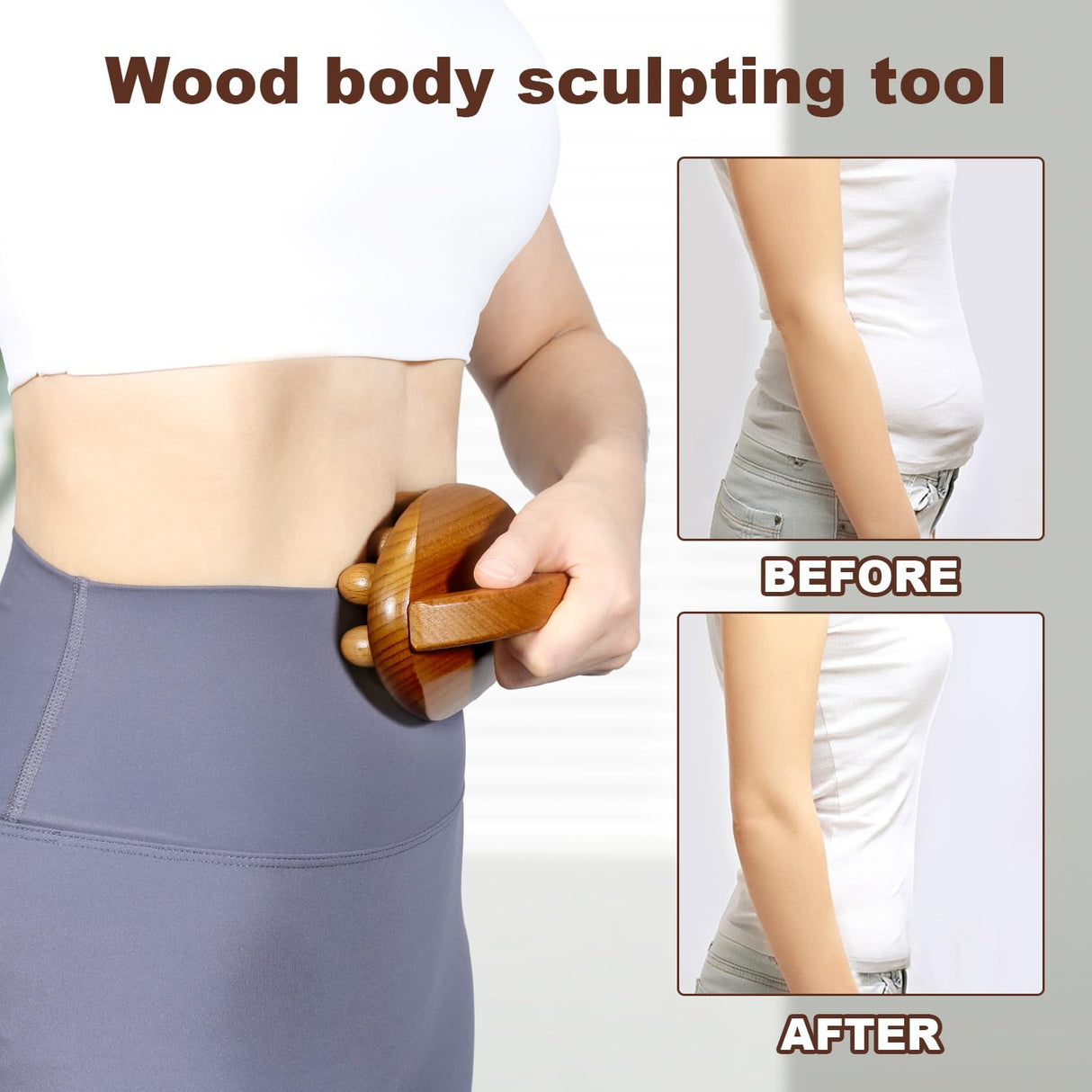 NXCYLW Wood Therapy Fascia Release Massage Tools, Manual Trigger Point Lymphatic Drainage Cellulite Massager, Wooden Massage Brush Gua Sha Body Sculpting Tool, Pain Relief and Body Shaping NXCYLW