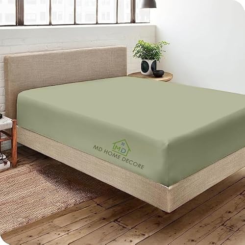 Extra Deep King Fitted Sheet - Hotel Luxury Single Fitted Sheet Only - Easily Fits 18 inch to 24 inch Mattress - Extra Deep Pockets - 100% Egyptian Cotton - Breathable, Bottom Sheets - Sage Solid MD Home Decore