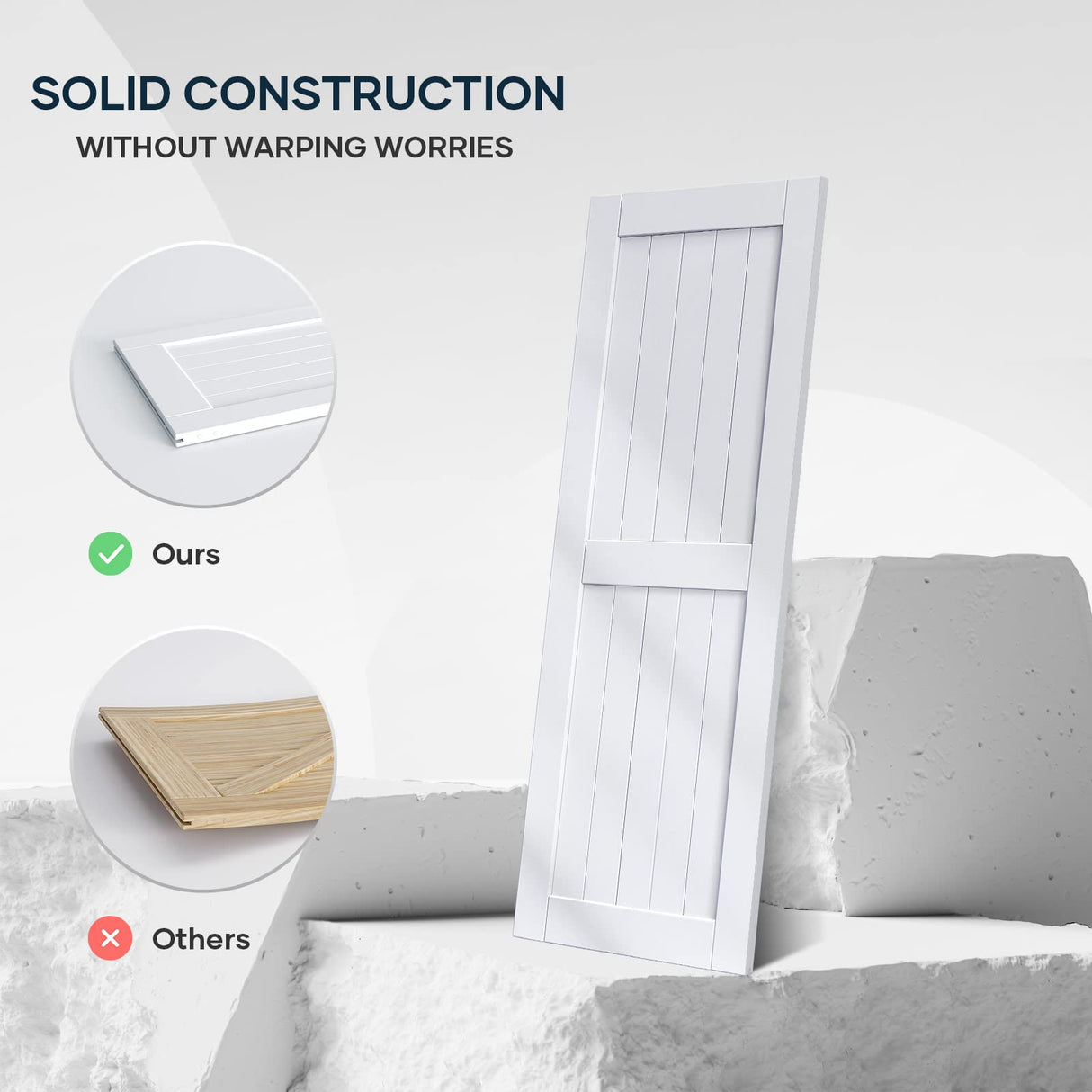 EaseLife 32in x 84in Sliding Barn Door with 5.5FT Barn Door Hardware Track Kit Included,Solid LVL Wood Slab Covered with Water-Proof & Scratch-Resistant PVC Surface,DIY Assembly,Easy Install,White EaseLife