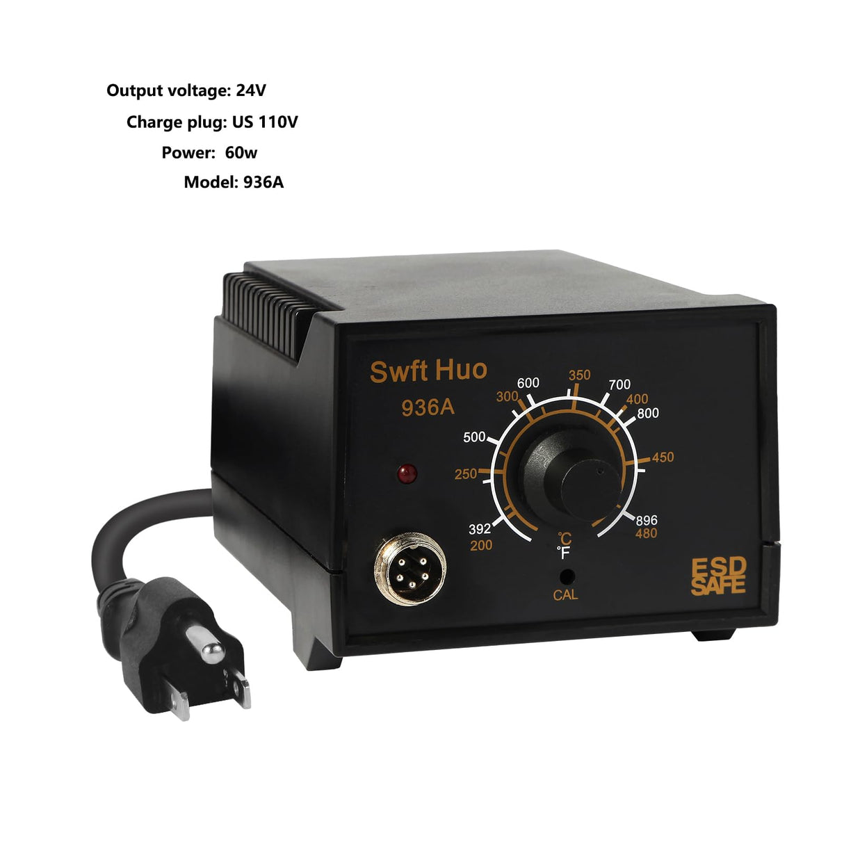 Soldering Iron Station, 936A 60W Soldering Station Kits with 5 Soldering Round Tips, Solder Wire, Tweezers, Desoldering Pump and Rework Station Kit for Electronics (Black) Swft Huo