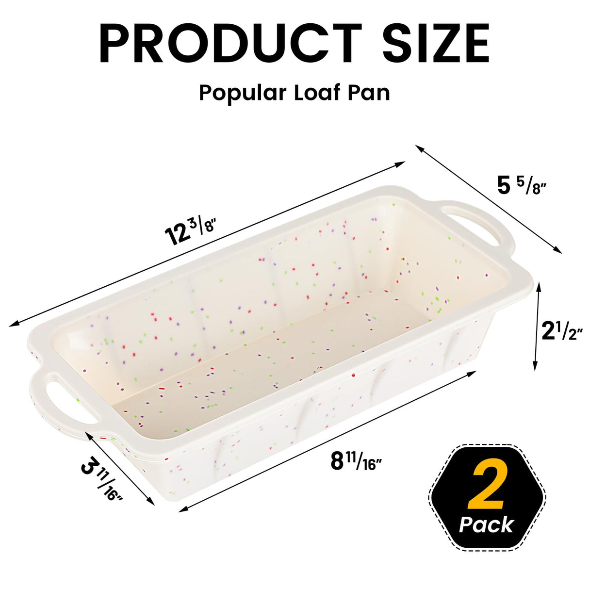 Vinino Silicone Bread Loaf Pan with Metal Reinforced Frame, 9.5 x 5 in Non-stick Silicone Loaf Pan for Baking, 2 Pack Durable Silicone Bread Pan for Oven Dishwasher Safe - Cream Vinino