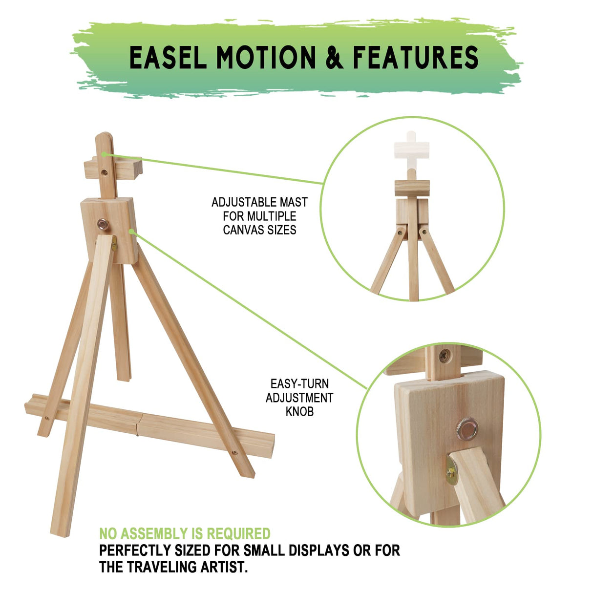 Conda 25" Folding Wooden Tabletop Easel, A-Frame Artist Desktop Painting Easel Stand, Holds Up to 23" Canvas, Portable Canvas Photo Picture Sign Holder conda