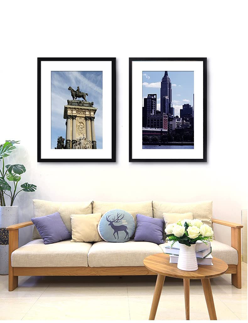 PEALSN 11x14 Picture Frame Set of 6, Display Pictures 8x10 with Mat or 11x14 Without Mat for Wall Mounting or Table Top, Photo Frames Collage for Wall Decor, Black Woodgrain. PEALSN