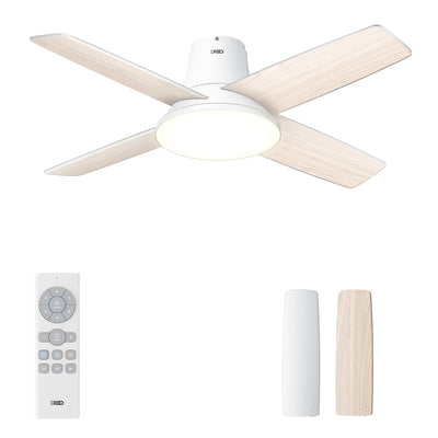 Dreo Ceiling Fans with Lights and Remote Control, 44 inch Low Profile Ceiling Fan, Flush Mount, Reversible, 5 CCT, 6-Level Dimmable, 6 Speeds Ceiling Fan for Bedroom, Quiet, Easy to Install, Timer